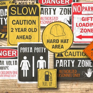 Cumpleaños de construcción - Letreros para fiestas de construcción - Decoraciones para fiestas de cumpleaños de construcción - Decoración de construcción de descarga instantánea DIY