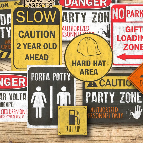 Construction birthday - Construction party signs - construction birthday party decorations - DIY Instant download construction decor