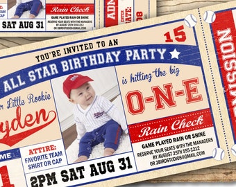 Baseball invitation - baseball birthday invite- baseball ticket invitation - boys invitation - DIY Printable invitation