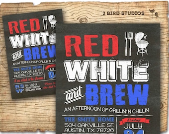 printable 4th of july invitation chalkboard fourth of july etsy
