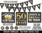 50th Birthday Party Decorations 50th Birthday Party For Men Cheers To 50 Years Cheers Beers Instant Download Party Decor For Him By 2birdstudios Catch My Party
