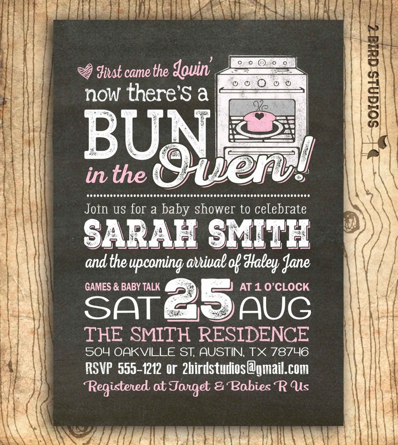 Bun In The Oven Girl Baby Shower Invitations Coed Baby Etsy
