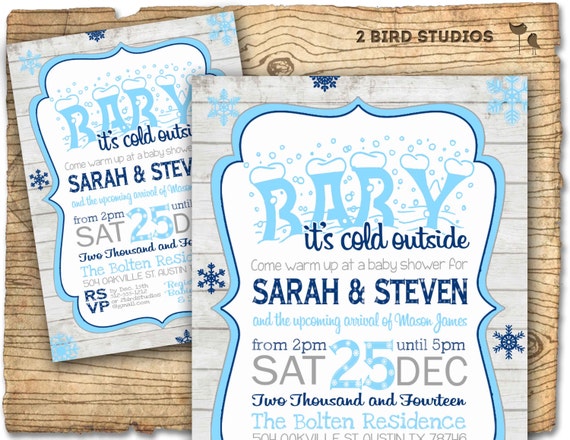 Winter Baby shower invitation - baby it's cold outside baby shower invitation - Rustic Winter baby shower invite - boy baby shower DIY Il_570xn