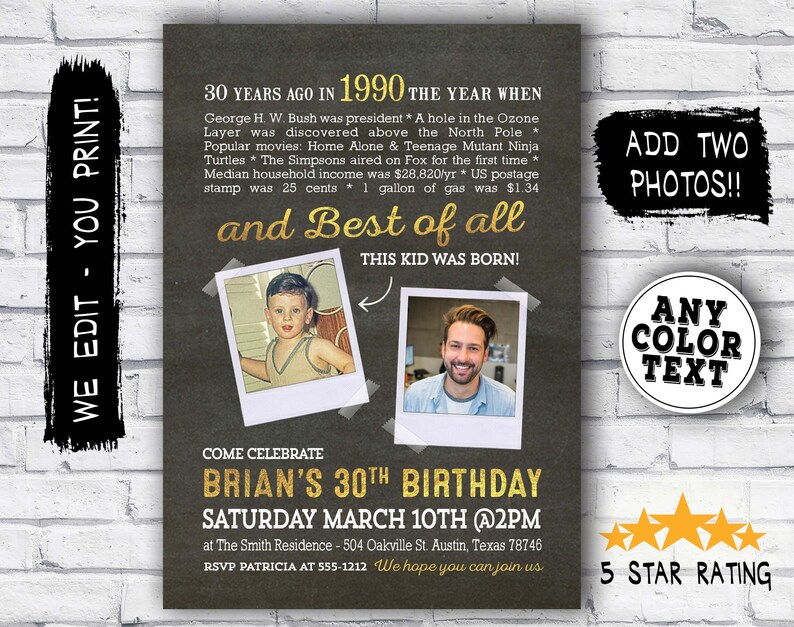 70th Birthday INVITATION for Men Back in 1950 Printable - Etsy