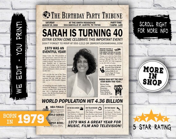 40th birthday invitation for women back in 1979 this year 1979