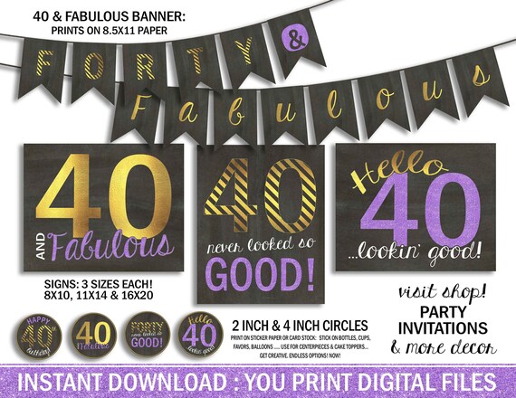 Forty And Fabulous Party Decorations 40th Birthday Party Etsy