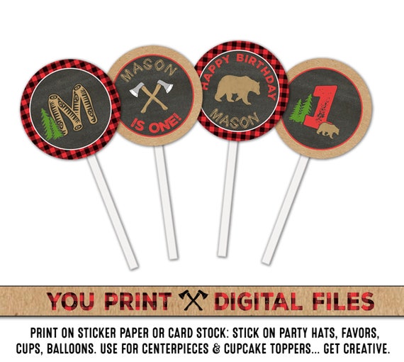Lumberjack Cupcake Toppers Lumberjack First Birthday Supplies