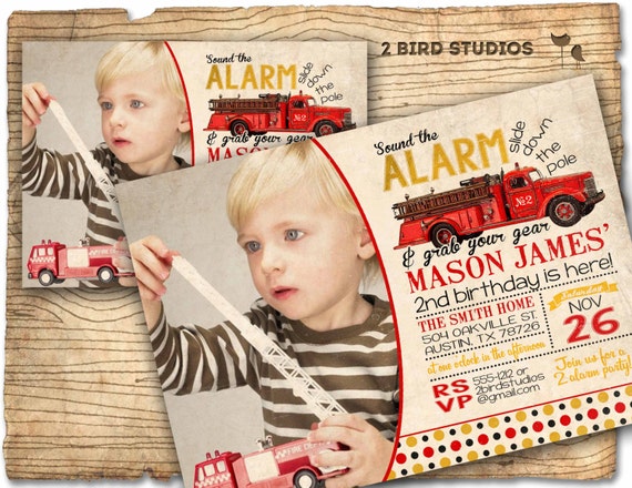 firetruck birthday invitation - Firetruck invitation - Firetruck party invite - Firetruck birthday invitation download - we edit you print Il_570xn