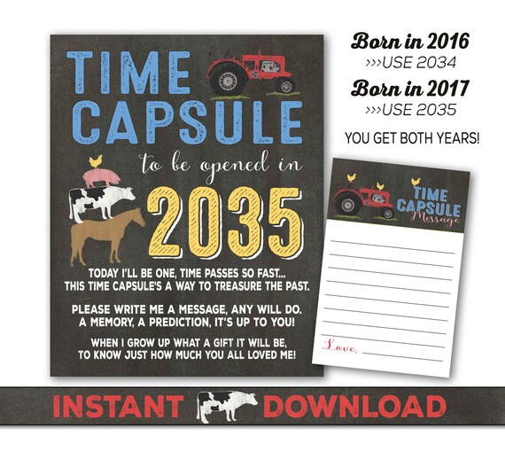 Barnyard time capsule sign and message card - Barnyard animals first birthday party- Barnyard 1st birthday - invitation in shop Il_570xn