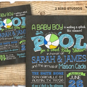 Coed baby shower invitation  - Summer baby shower -  Pool party baby shower invitation - boy baby shower - bbq baby q Pool party invitation