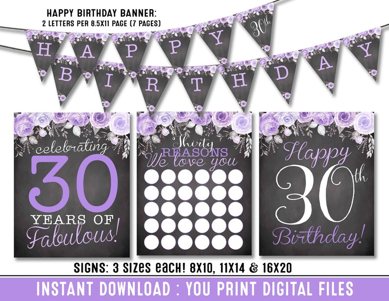 30th Birthday Party Decorations 30th Birthday For Her Etsy