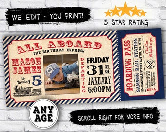 Train Birthday Invitation - Train Invitation - Train Party - Train Birthday Party - Vintage Train Ticket - DIY Printable Invitation