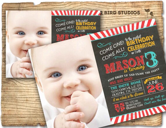 Circus invitation- Carnival party invite - chalkboard circus birthday invitation - DIY printable invitation Il_570xn
