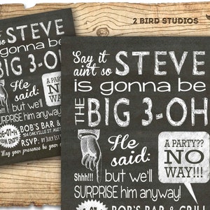 Surprise party invitation - adult surprise birthday invites - Surprise party chalkboard invitation - 30th birthday 40th 50th 60th