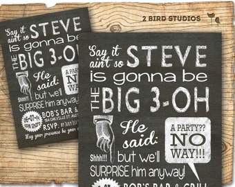 Surprise party invitation - adult surprise birthday invites - Surprise party chalkboard invitation - 30th birthday 40th 50th 60th