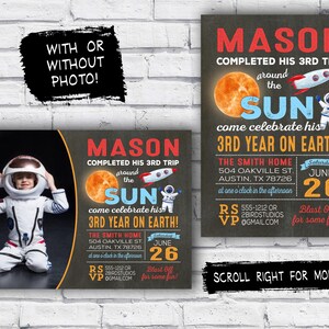 Outer Space birthday invitation Outer space invitation OuterSpace invitation with Rocket & Astronaut Trip around sun printable invite image 2