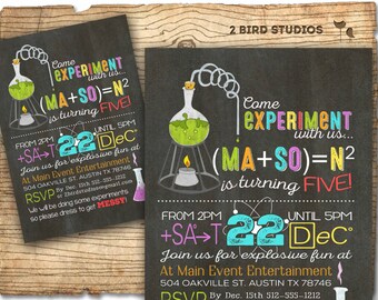 Science birthday party invitation - Science birthday invitations - Science party invites -  Chalkboard birthday party invitations you print