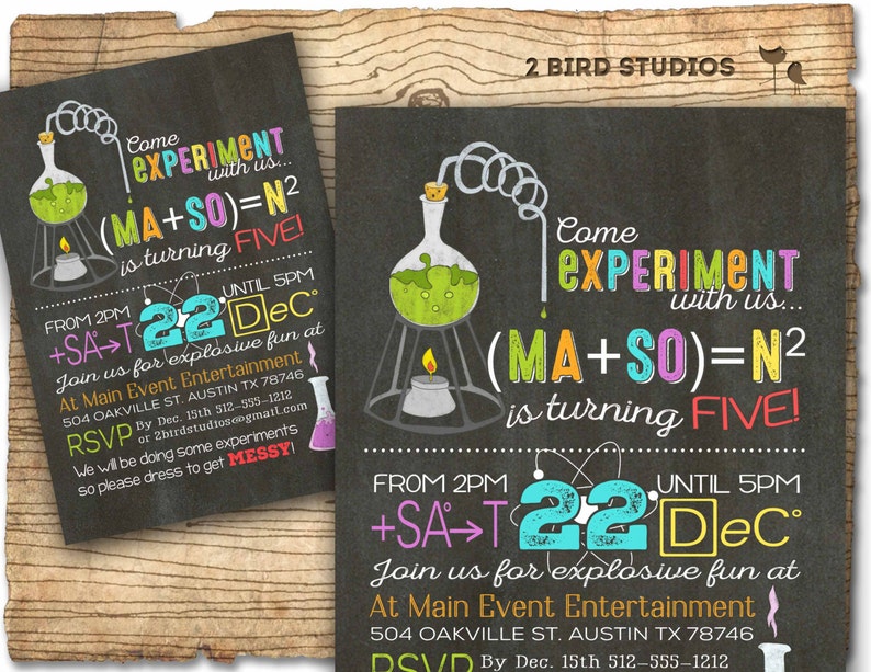 Science birthday party invitation Science birthday invitations Science party invites Chalkboard birthday party invitations you print image 1