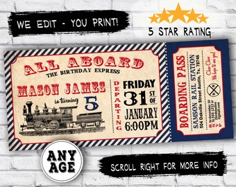 Train Birthday Invitation - Train Invitation - Train Party - Train Birthday Party - Vintage Train Ticket - DIY Printable Invitation