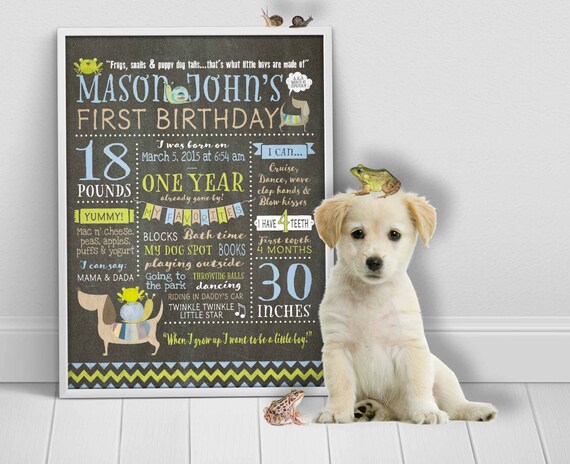 Frosche Schnecken Hundchen Schwanze Ersten Geburtstag Zeichen Etsy