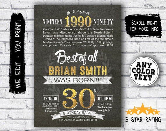 Invitation Du 30e Anniversaire Invitation Surprise 30e Etsy France