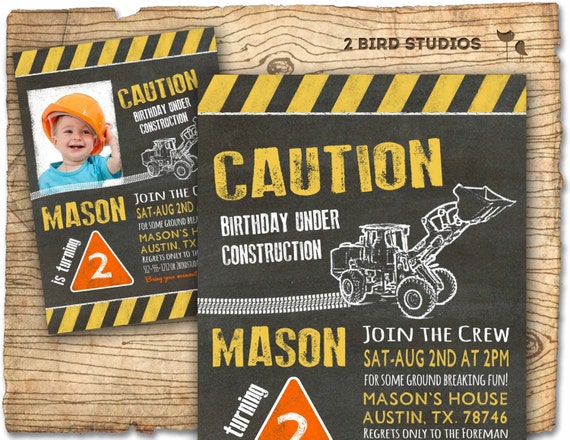 Construction invitation in chalkboard - optional construction birthday party decorations - DIY printable invitation for construction party Il_570xn