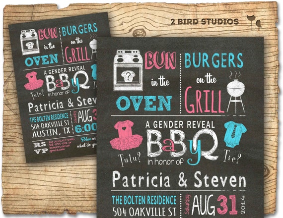 gender reveal party - ties or tutus gender reveal invitation - gender reveal invitation - baby q invitation - bbq baby shower barbecue Il_570xn