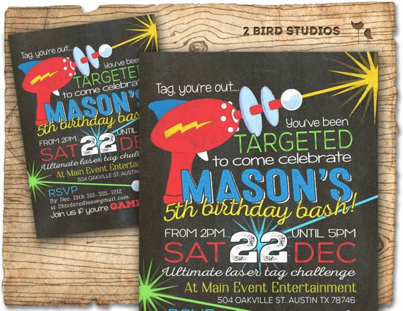 Laser tag birthday party invitation - Laser tag invitations for laser tag party - Boys birthday invitation - Chalkboard invite - You print Il_570xn