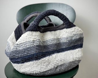 Upcycled Crochet Tote Bag | Handmade Cotton T-Shirt Yarn