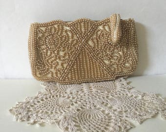 Beaded clutch bag, Vintage wedding, bridal handbag, beaded bag, clutch bag