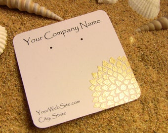 20 Golden Flower Earring Display cards, Hand Embossed, Customize Any Embossing Color