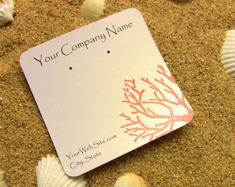 20 Coral Earring Display Cards - Hand Stamped and Hand Embossed, Customize Any Color