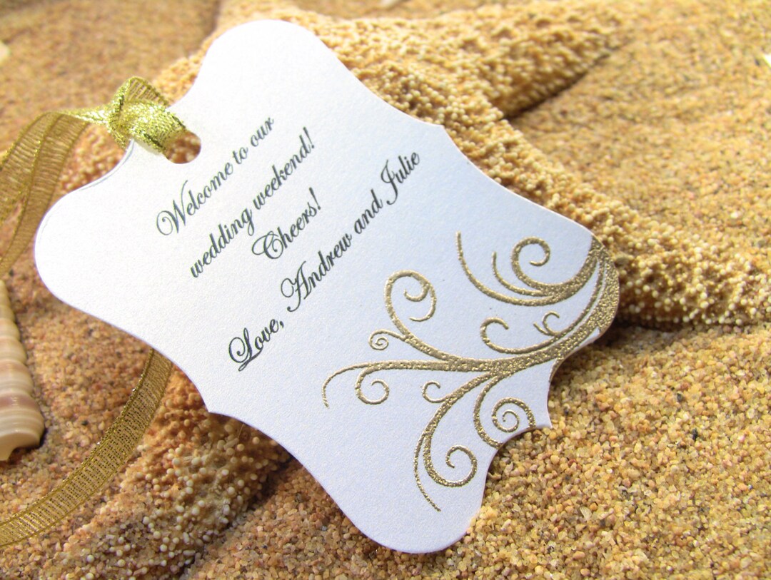 10 Gold Thank You Tags, Customize Any Color and Message, Wedding Favor