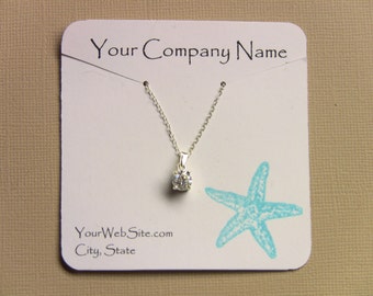 20 Starfish Custom Necklace Display Cards - Hand Stamped & Embossed, Customize Any Embossing Color (Aqua, Silver, Gold, Bronze, misc.)