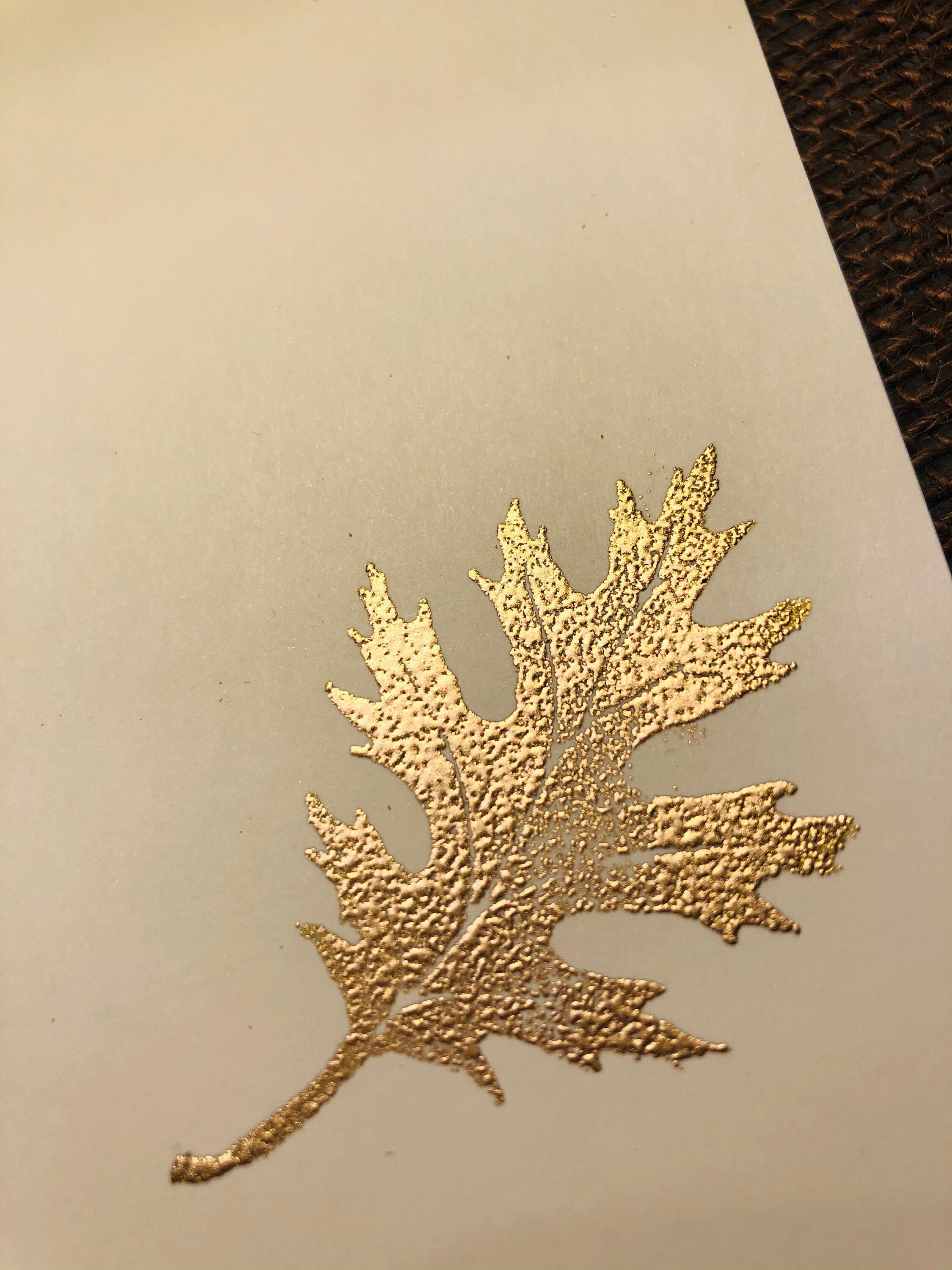 5 Golden Leaf Embossed Notecards Ivory Gold Blank Elegant Etsy