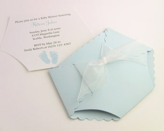 5 Diaper Baby Shower Invitations, Baby Feet