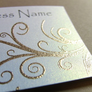 50 Handcrafted Handembossed Metallic Gold Scroll Business Cards, Customize Your Colors and Fonts, Golden Flourish, Swirl image 3