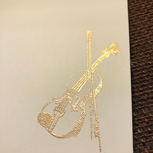 5 Violin Gold Embossed Notecards, Ivory, Blank, Elegant, Violinist or Musician Gift image 4