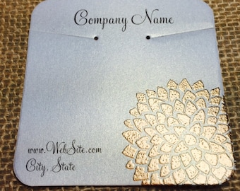 20 Flower Necklace Display Cards - Hand Stamped & Embossed Daisy, Flower, Floral, Customize Any Embossing Color (Silver, Bronze, misc)