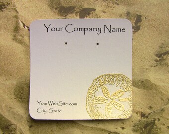 20 Sand Dollar Earring Display Cards - Customizable, Hand Stamped & Embossed Sand Dollar, Customize Any Embossing Color