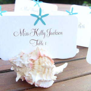 10 Starfish Wedding Place Cards, Beach Wedding