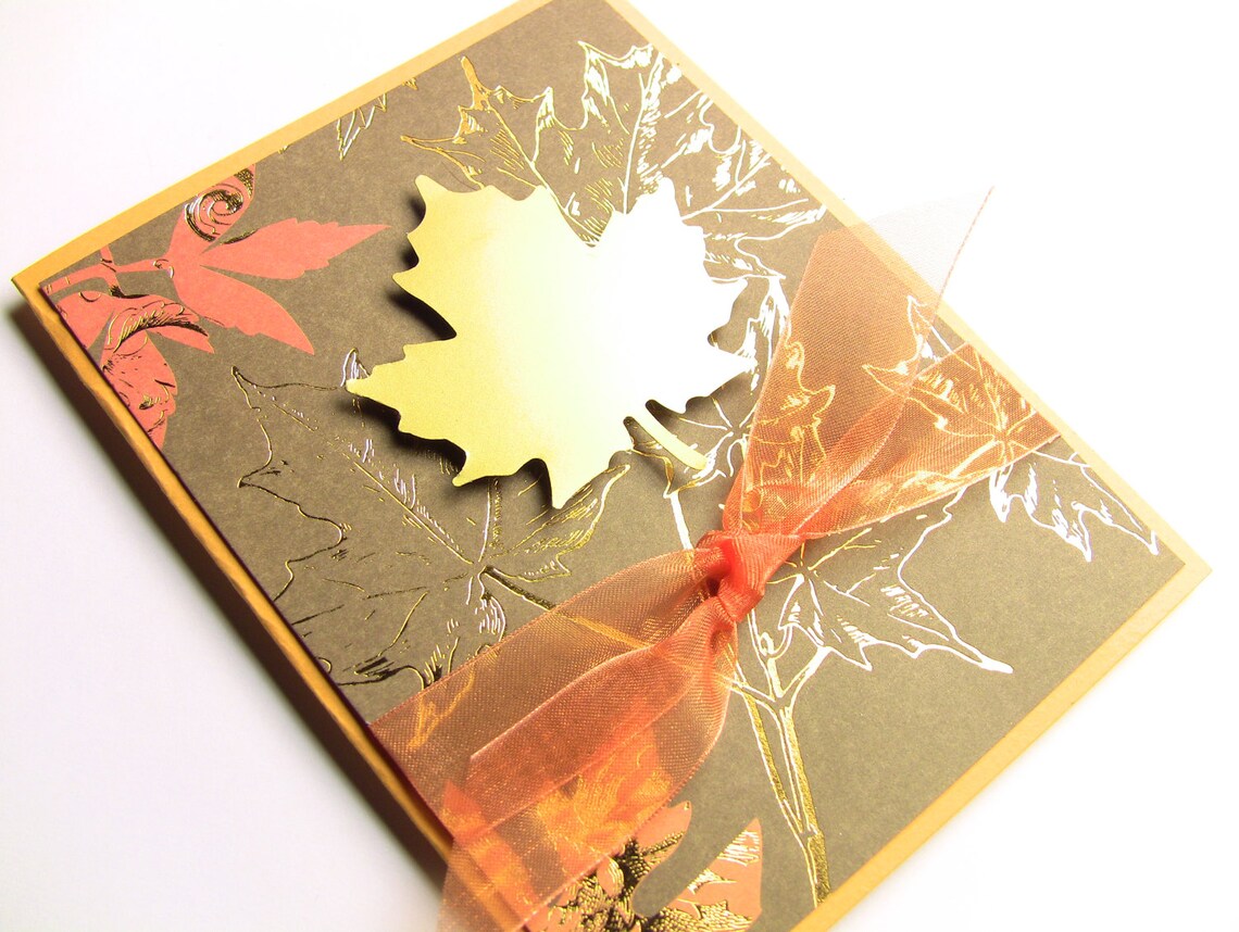 Handmade Thanksgiving Card Fall Card Autumn Card Gold | Etsy