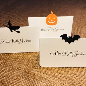 10 Halloween Place Cards, Bat, Witch, Pumpkin, Halloween Party, Halloween Wedding