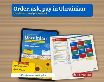 Ukrainian Phrasebook PDF, 148+ Everyday Phrases with Pronunciation, Printable Cheat Sheet & Menu Decoder