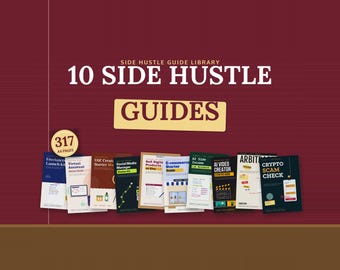 Side Hustle Guide Bundle PDF, 10 Printable Workbooks: Freelance, Virtual Assistant, UGC, Online Shop