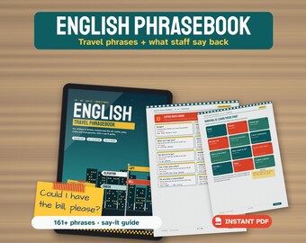 English Phrasebook PDF, 161+ Travel Phrases, Pronunciation, UK US Word Switch & Cheat Sheet