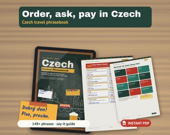 Czech Phrasebook PDF, 148+ Travel Phrases with Pronunciation, Prague Trip Cheat Sheet & Menu Decoder