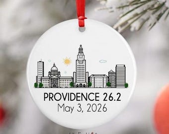 Providence Marathon Ornament with Skyline 2026, Personalized Gift for Runner, Commemorative Marathon Finisher Souvenir Gift