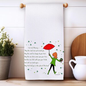 Good Luck Gift, Irish Poem, Irish Blessing, Waffle Towel, Tea Towel, Hostess Gift, Friendship, Inspirational Gift, Gift, Shamrocks, Green