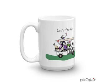 Funny Golfing Mug, Novelty Golfers Mug, Let&#39;s Par-tee Mug, Golf Lovers Coffee Mug, Golfers Desk Mug, Coffee Gift For Golfer, Golf Gift
